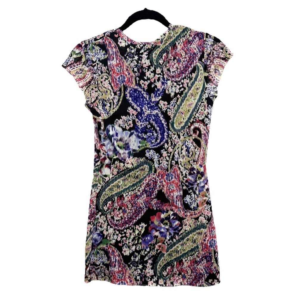 Bisou Bisou Y2K Mesh Top Medium Paisley Floral Whimsy Goth Indie Sleaze Edgy Art - Picture 13 of 14